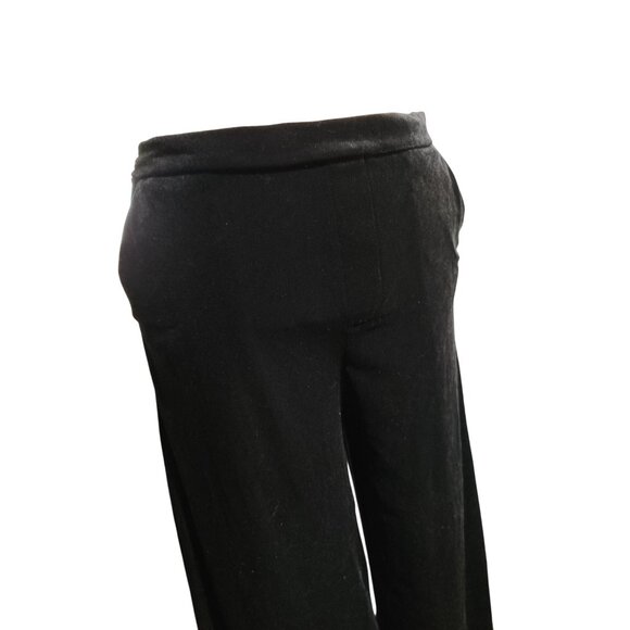 Time and Tru Pants Womens L Black Velour Lounge Pull On Wide Leg Stretch Pockets - Picture 4 of 9